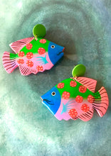 Load image into Gallery viewer, Multi Coloured Wooden Tropical Fish Earrings

