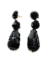 Load image into Gallery viewer, Black Sequin Teardrop Earrings
