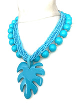 Load image into Gallery viewer, Turquoise Acrylic Leaf Necklace
