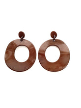 Load image into Gallery viewer, Over-Sized Brown Resin Hoop Earrings
