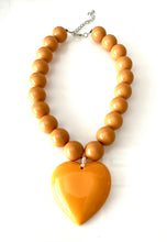 Load image into Gallery viewer, Chunky Mustard Acrylic Heart Necklace
