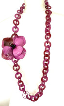 Load image into Gallery viewer, Long Purple Acrylic Floral Chain Necklace
