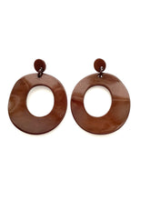 Load image into Gallery viewer, Over-Sized Brown Resin Hoop Earrings
