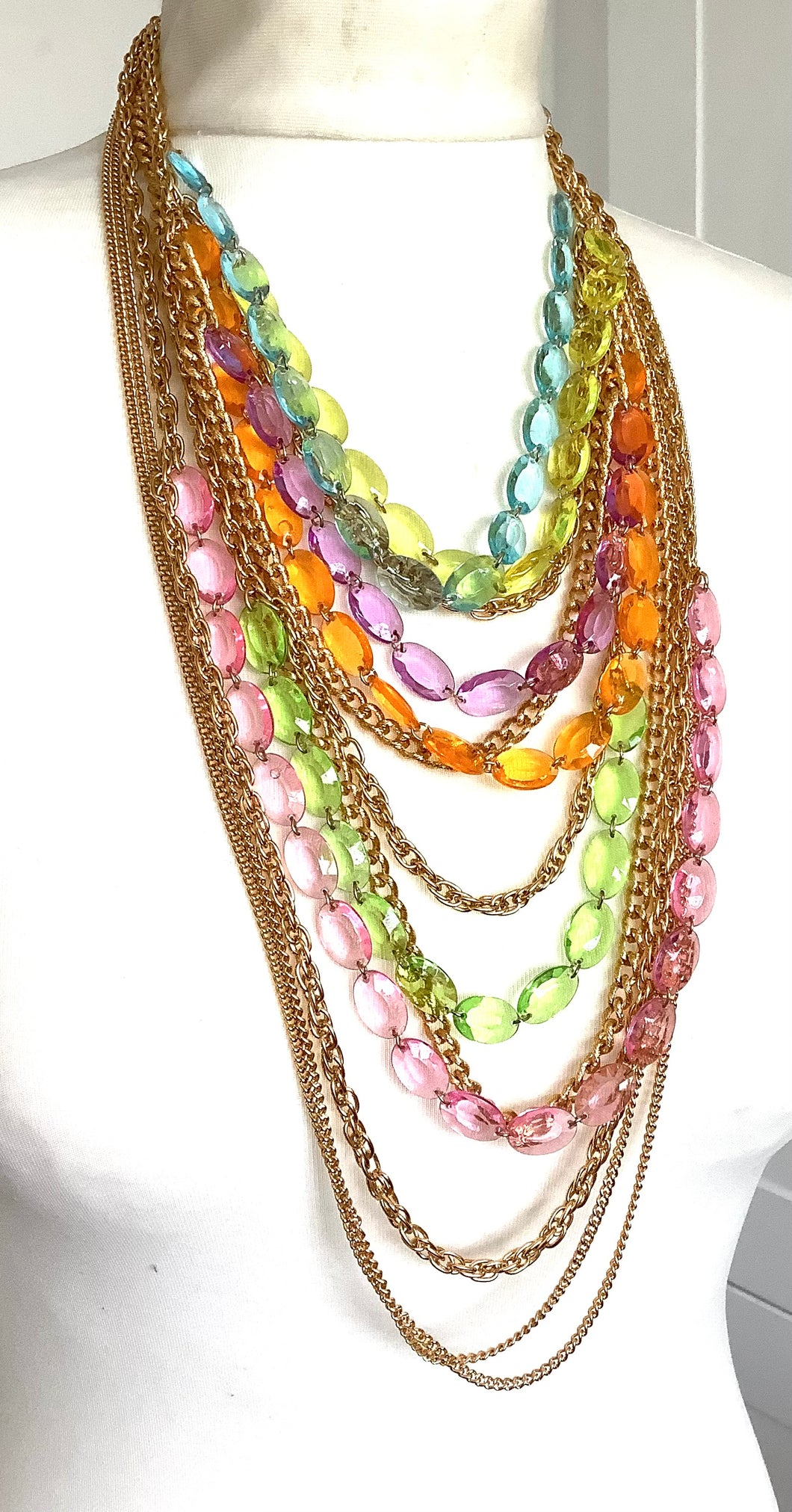 Pastel Bead and Chain Necklace