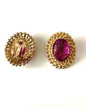 Load image into Gallery viewer, Clip On Purple Vintage Earrings
