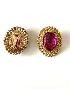 Clip On Purple Vintage Earrings