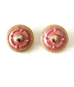 Clip On Vintage Pink and Gold Earrings