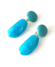 Load image into Gallery viewer, Clip On Turquoise Bead Drop Earrings
