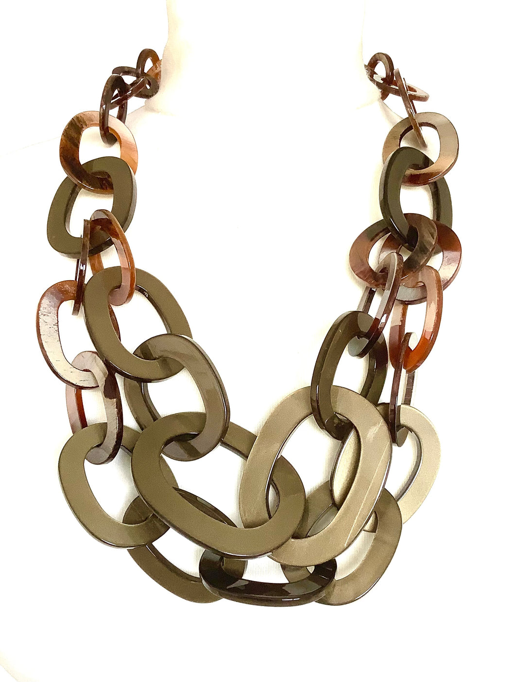Khaki Double Chain Link Necklace