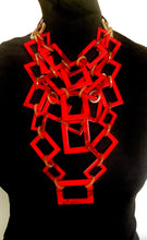 Load image into Gallery viewer, Red Layered Acrylic Abstract Necklace
