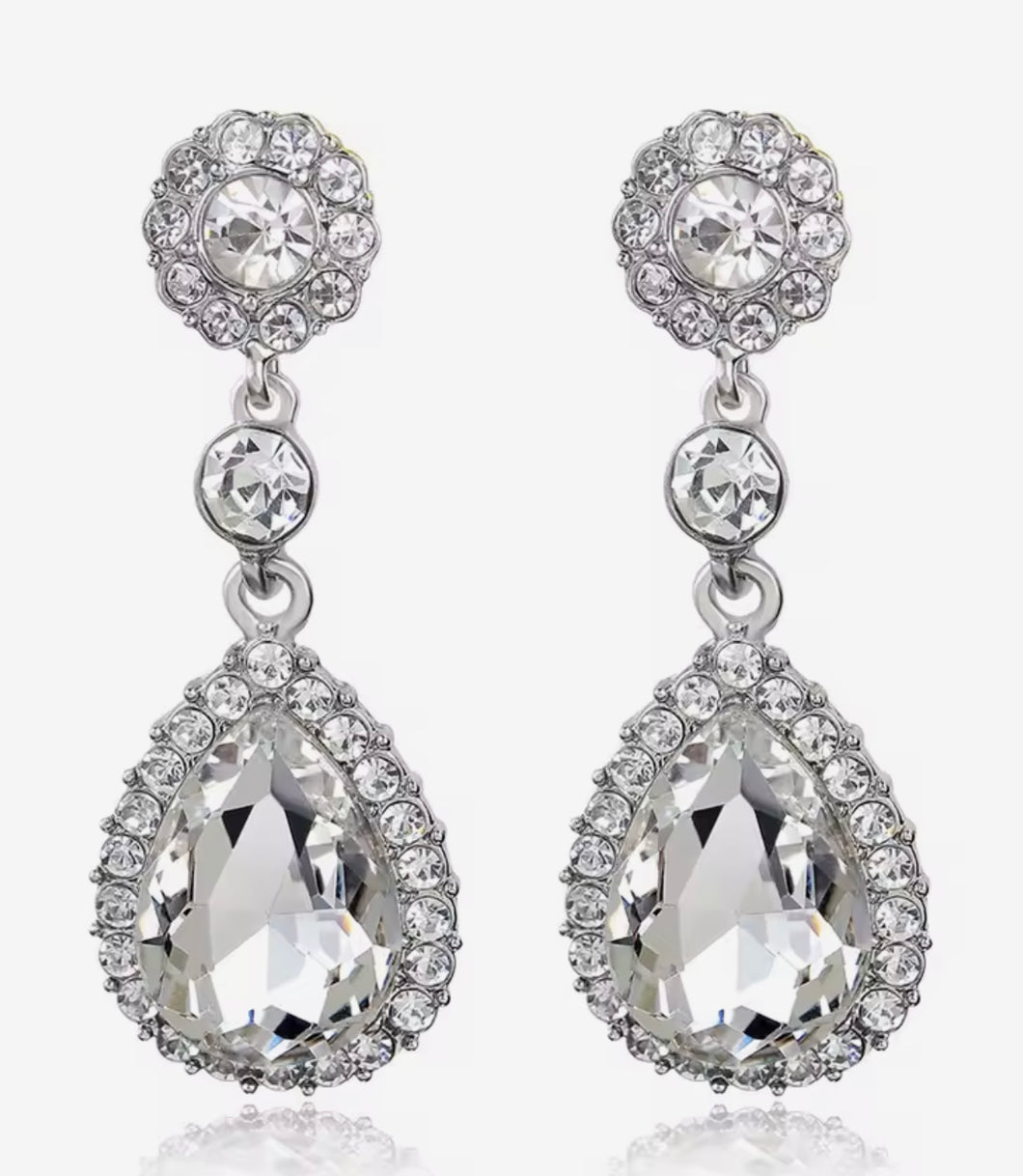Diamanté Teardrop Bridal Earrings