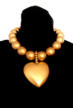 Load image into Gallery viewer, Chunky Gold Bead and Heart Statement Necklace
