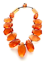 Load image into Gallery viewer, Orange Abstract Acrylic Statement Necklace
