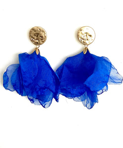 Cobalt Blue Chiffon Earrings