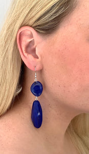 Navy Blue Acrylic Bead Earrings