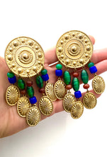 Load image into Gallery viewer, Clip On Gold and Beaded Etruscan Style Earrings
