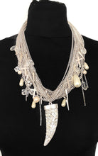 Load image into Gallery viewer, Silver Tusk and Chain Statement Necklace
