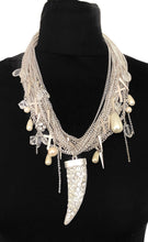 Load image into Gallery viewer, Silver Tusk and Chain Statement Necklace
