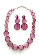 Load image into Gallery viewer, Purple Jewelled Necklace e and Earrings Set

