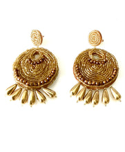 Load image into Gallery viewer, Gold Beaded Boho Earrings
