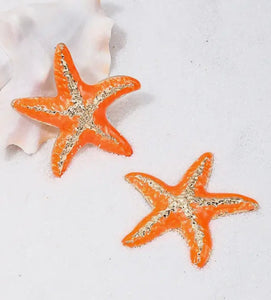 Orange Starfish Earrings