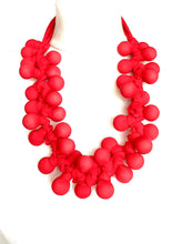 Load image into Gallery viewer, Red Fabric Bead Statement Necklace
