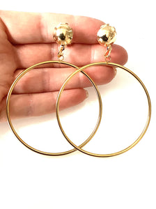 Clip On Big Gold Hoop Earrings