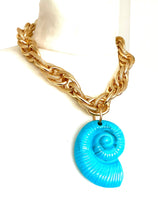 Load image into Gallery viewer, Turquoise Conch Shell Chunky Chain Necklace
