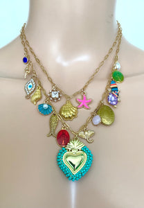 Ibiza Boho Handmade Charm Necklace Aqua