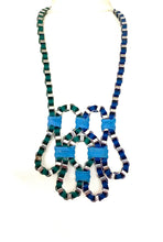 Load image into Gallery viewer, Long Blue and Silver Geometric Necklace
