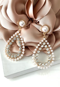 Clip on Pearl Teardrop Earrings
