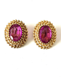 Clip On Purple Vintage Earrings