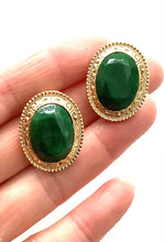 Load image into Gallery viewer, Clip On Green Faceted Earrings
