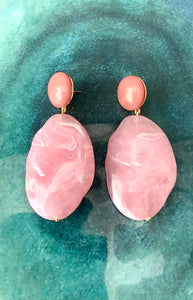 Pink Acrylic Bead Earrings