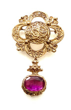 Load image into Gallery viewer, Vintage Gold and Purple Jewelled Brooch
