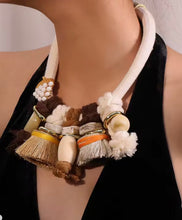 Load image into Gallery viewer, Chunky Natural Tassel Bead Necklace
