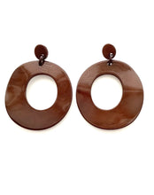 Load image into Gallery viewer, Over-Sized Brown Resin Hoop Earrings
