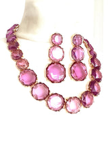 Load image into Gallery viewer, Purple Jewelled Necklace e and Earrings Set
