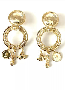 Clip On Gold Vintage Charm Earrings