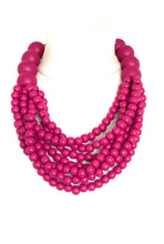 Load image into Gallery viewer, Chunky Pink Wooden Bead Necklace
