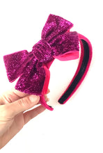 Load image into Gallery viewer, Pink Sparkly Bow Headband
