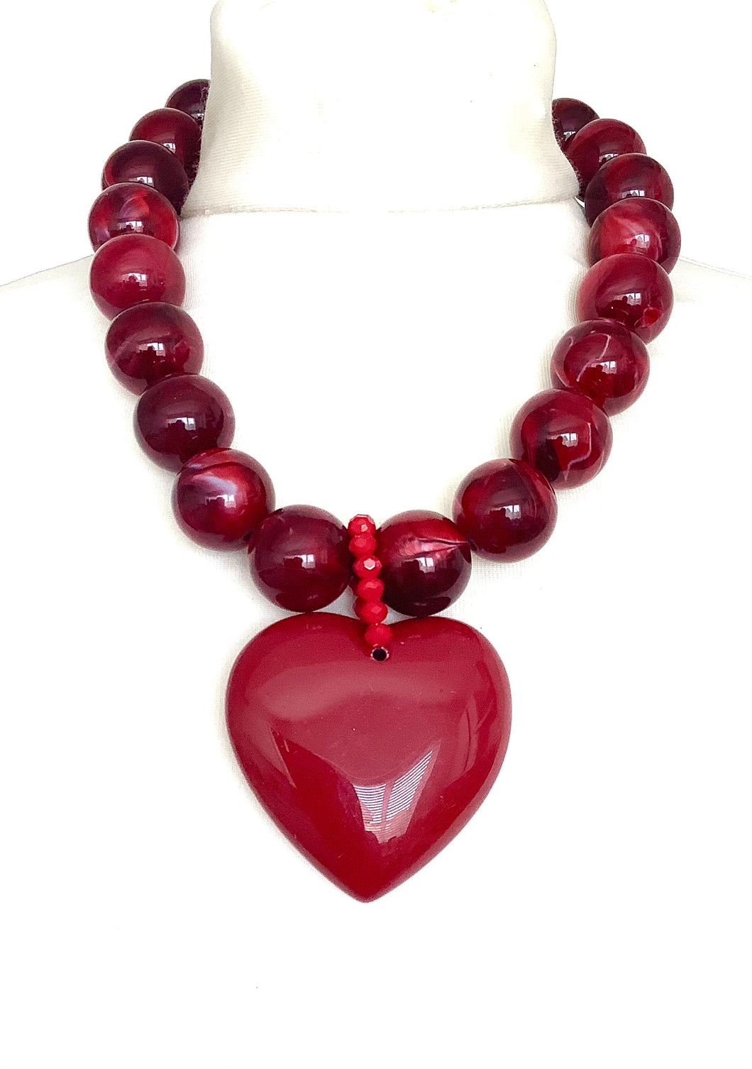 Burgundy Chunky Heart Necklace