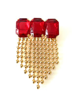 Load image into Gallery viewer, Vintage Red and Gold Jewelled Brooch
