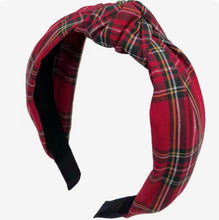 Load image into Gallery viewer, Red Tartan Knot Headband
