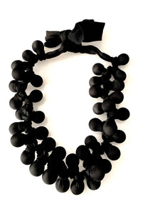 Black Fabric Beaded Statement Necklace