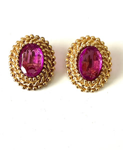 Clip On Purple Vintage Earrings