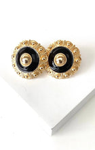 Load image into Gallery viewer, Clip On Vintage Black and Gold Dome Earrings
