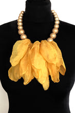 Load image into Gallery viewer, Yellow Chiffon and Gold Bead Necklace
