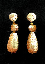 Load image into Gallery viewer, Gold Sequin Teardrop Earrings
