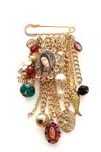 Load image into Gallery viewer, Gold Chain and Charm Brooch
